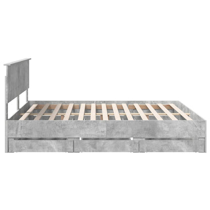 Struttura del letto con cassetto Grigio cemento 200 x 200 cm