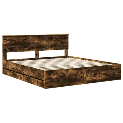 Struttura del letto con cassetto Rovere fumé 200 x 200 cm