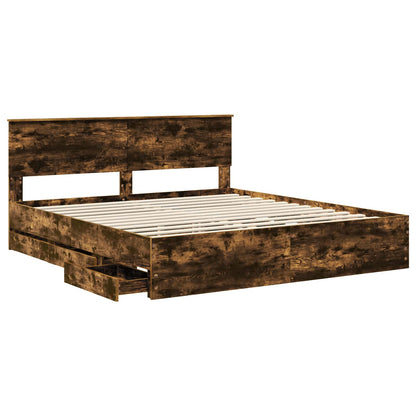 Struttura del letto con cassetto Rovere fumé 200 x 200 cm