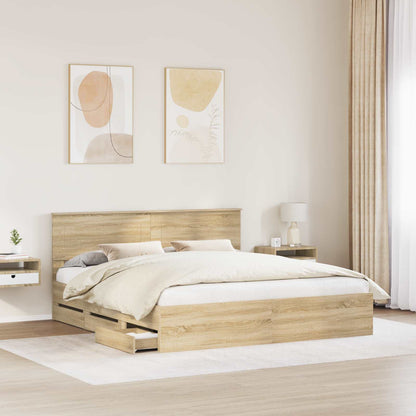 Struttura del letto con cassetto Rovere Sonoma 180 x 200 cm