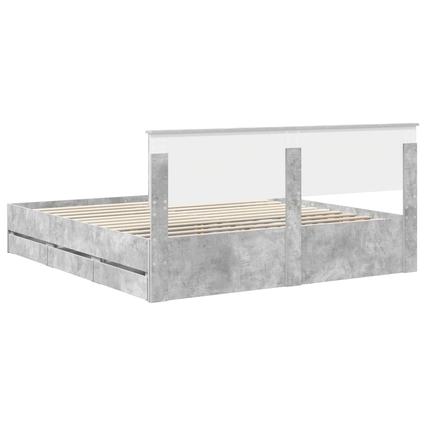 Struttura del letto con cassetto Grigio cemento 180 x 200 cm | homemem39