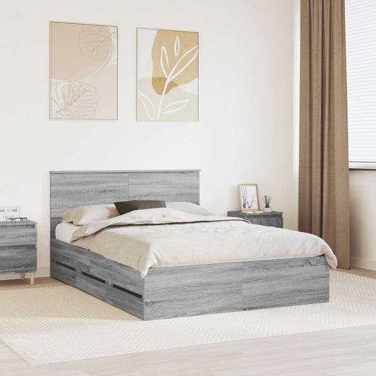 Struttura del letto con cassetto Grigio Sonoma 150 x 200 cm | homemem39