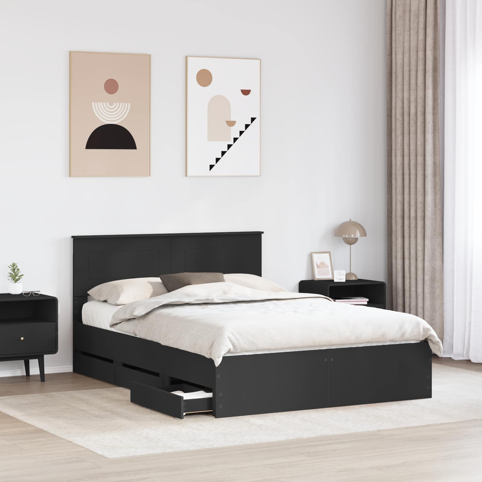 Struttura del letto Nero 140 x 190 cm Legno Ingegnerizzato | homemem39