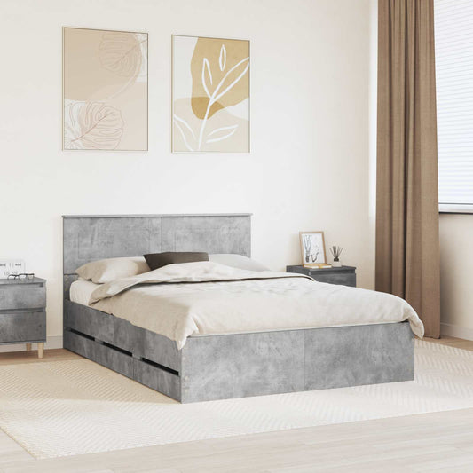 Struttura del letto con cassetto Grigio cemento 140 x 190 cm