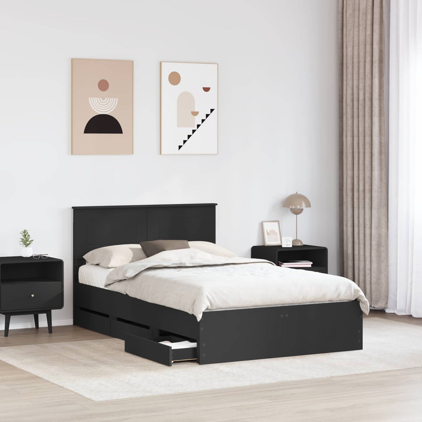 Struttura del letto Nero 135 x 190 cm Legno Ingegnerizzato