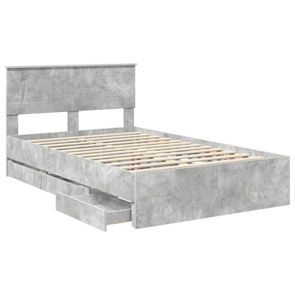 Struttura del letto con cassetto Grigio cemento 135 x 190 cm