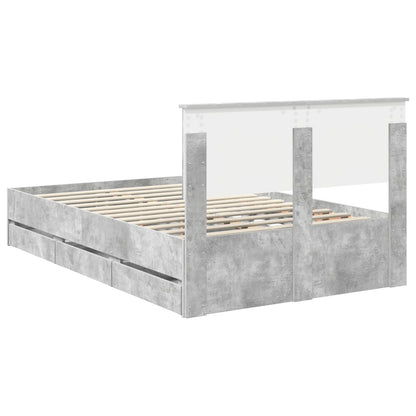 Struttura del letto con cassetto Grigio cemento 135 x 190 cm