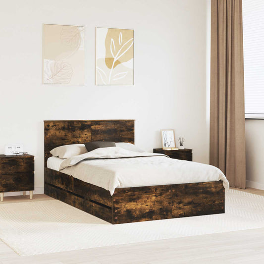Struttura del letto con cassetto Rovere fumé 135 x 190 cm