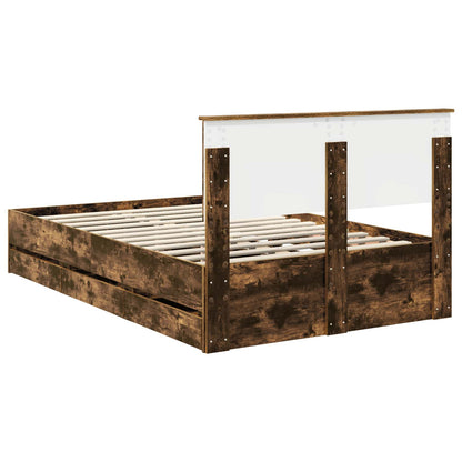 Struttura del letto con cassetto Rovere fumé 135 x 190 cm | homemem39