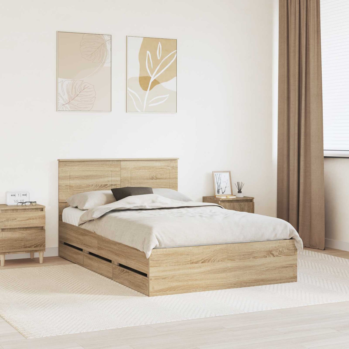 Struttura del letto con cassetto Rovere Sonoma 120 x 190 cm