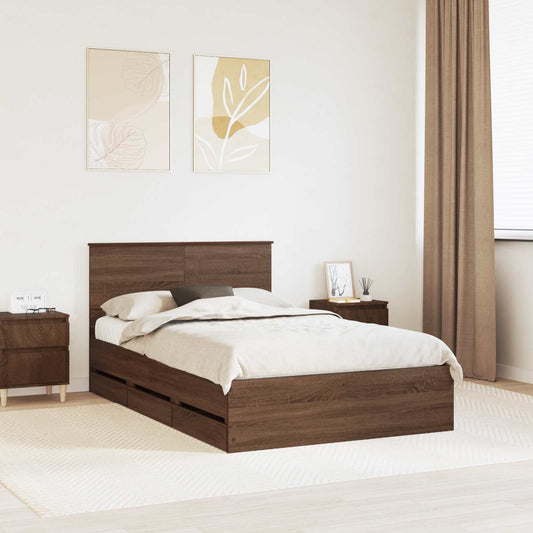 Struttura del letto con cassetto Rovere Marrone 120 x 190 cm