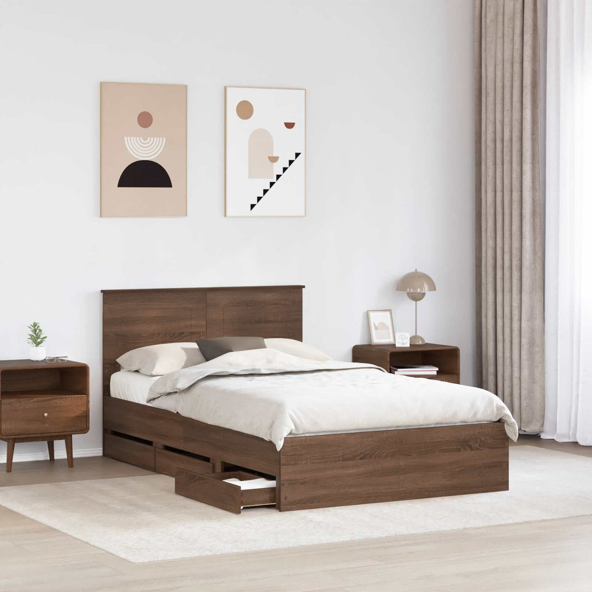 Struttura del letto con cassetto Rovere Marrone 120 x 190 cm - homemem39