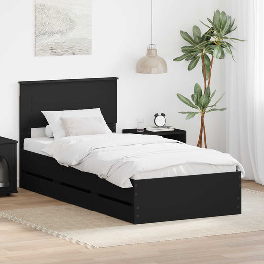 Struttura del letto Nero 100 x 200 cm Legno Ingegnerizzato | homemem39