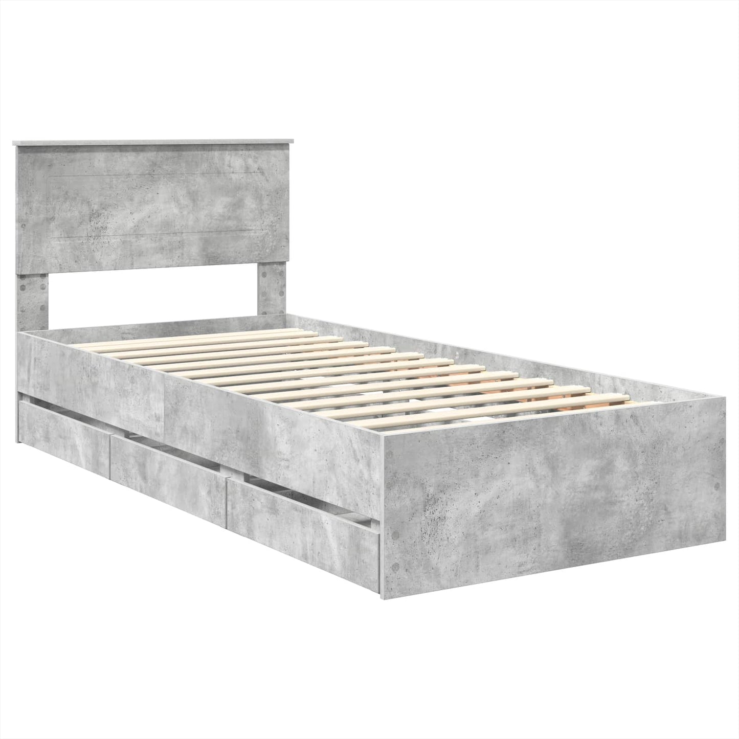 Struttura del letto con cassetto Grigio cemento 100 x 200 cm