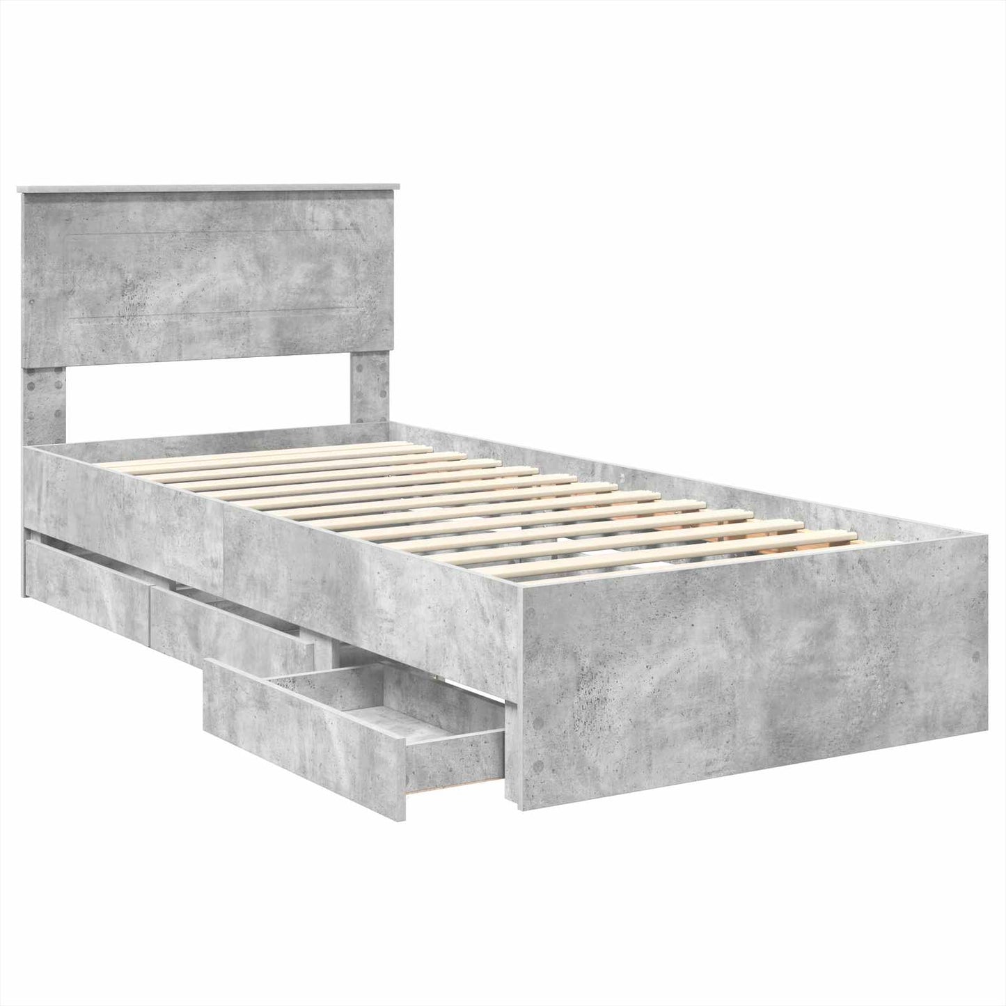 Struttura del letto con cassetto Grigio cemento 100 x 200 cm