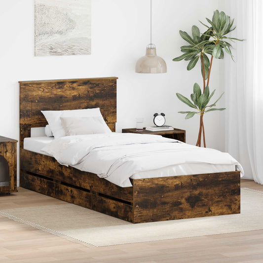Struttura del letto con cassetto Rovere fumé 100 x 200 cm | homemem39
