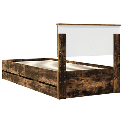 Struttura del letto con cassetto Rovere fumé 100 x 200 cm | homemem39