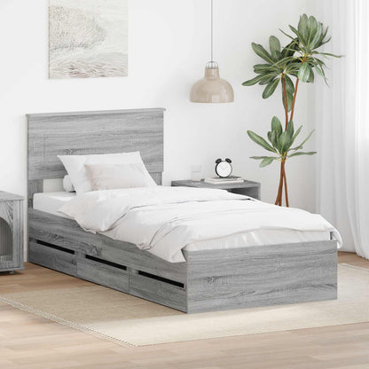 Struttura del letto con cassetto Grigio Sonoma 90 x 190 cm