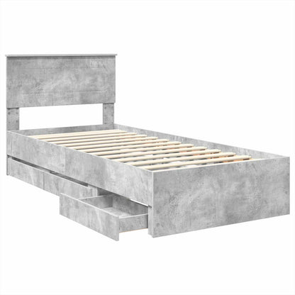 Struttura del letto con cassetto Grigio cemento 90 x 200 cm