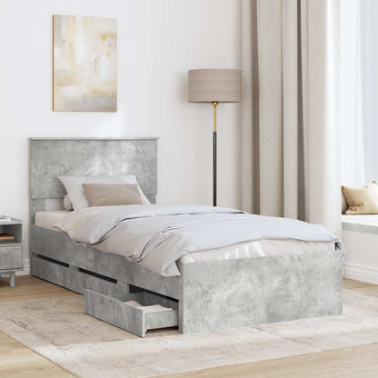 Struttura del letto con cassetto Grigio cemento 75 x 190 cm