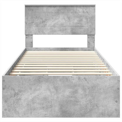 Struttura del letto con cassetto Grigio cemento 75 x 190 cm