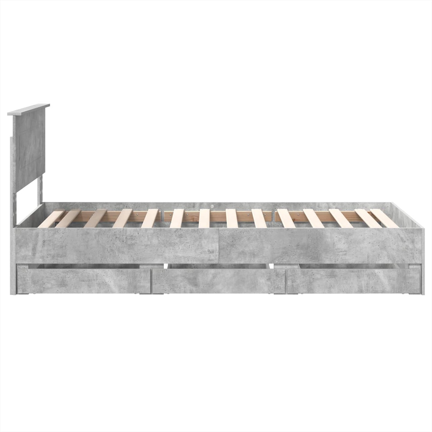 Struttura del letto con cassetto Grigio cemento 75 x 190 cm