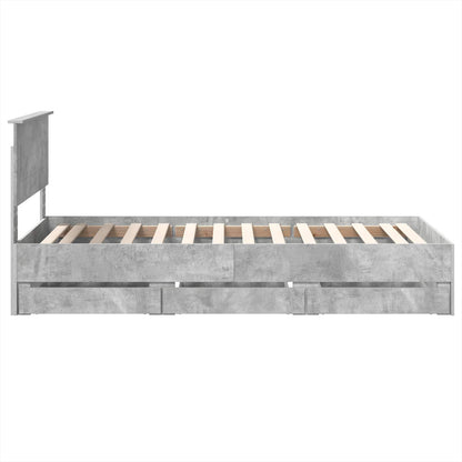 Struttura del letto con cassetto Grigio cemento 75 x 190 cm