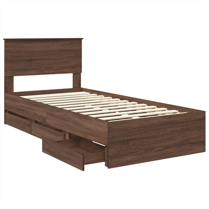 Struttura del letto con cassetto Rovere Marrone 75 x 190 cm