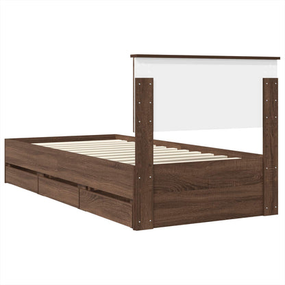 Struttura del letto con cassetto Rovere Marrone 75 x 190 cm | homemem39