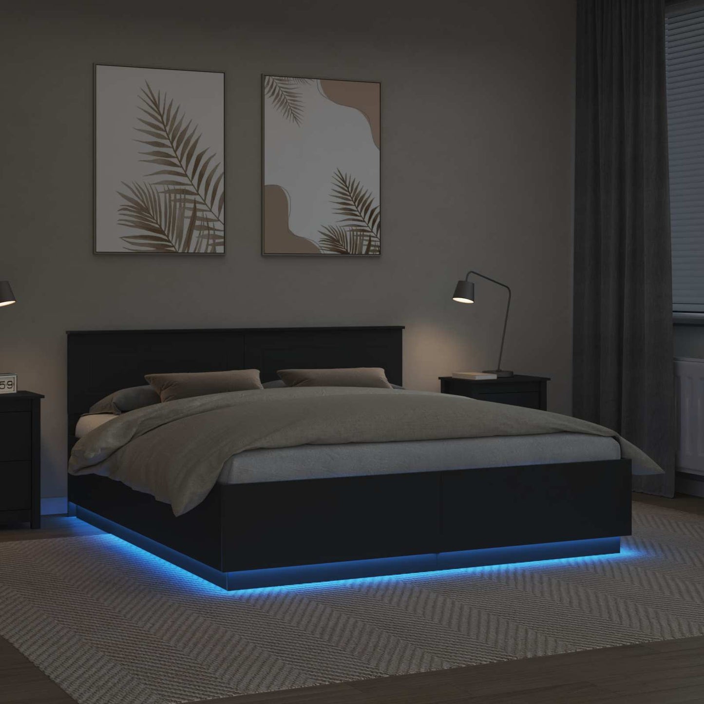 Struttura del letto Nero 200 x 200 cm Legno multistrato