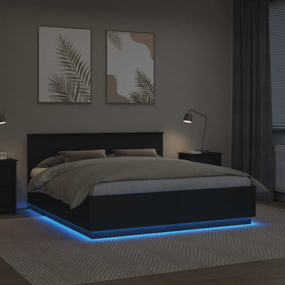 Struttura del letto Nero 200 x 200 cm Legno multistrato