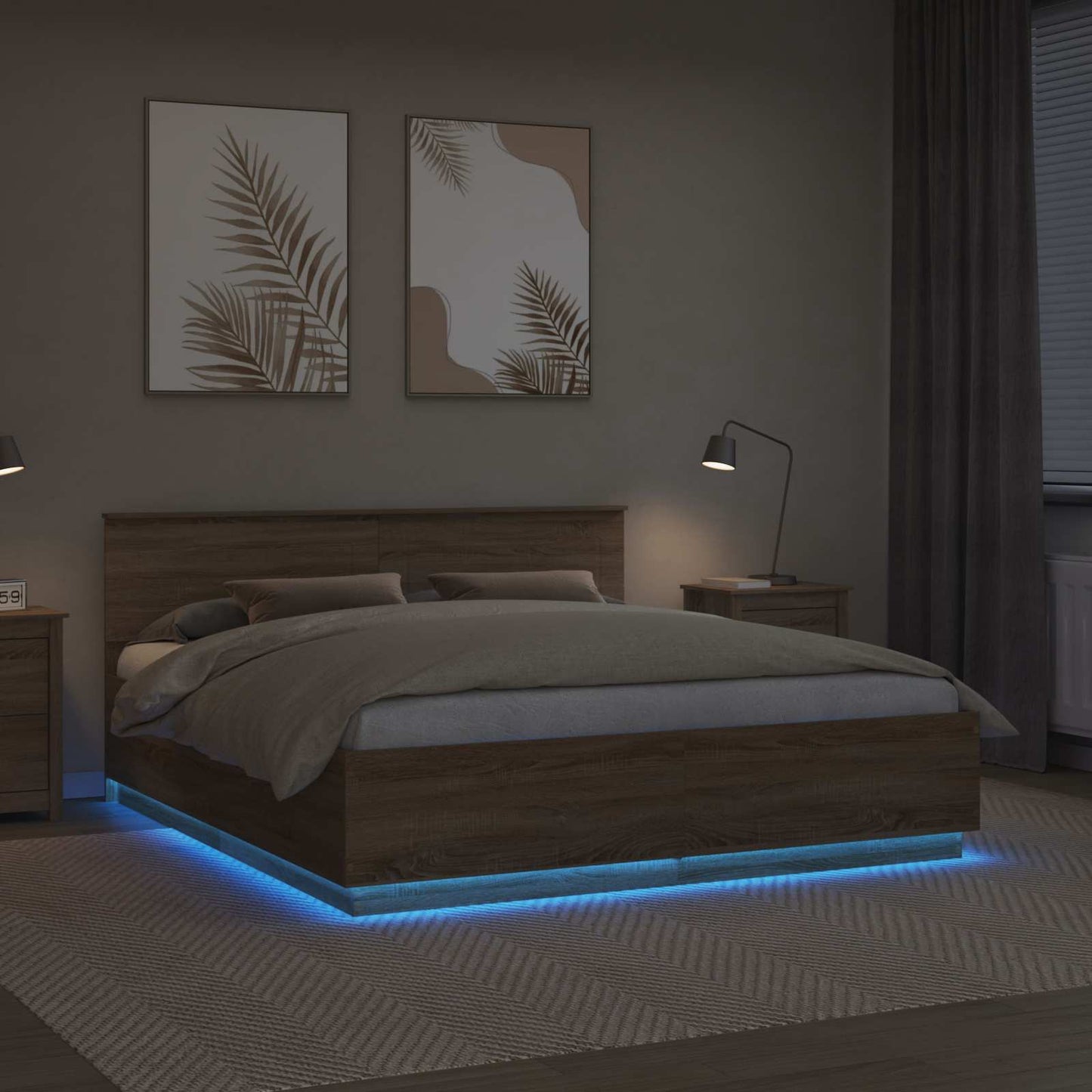 Struttura del letto con testiera Rovere Sonoma 200 x 200 cm