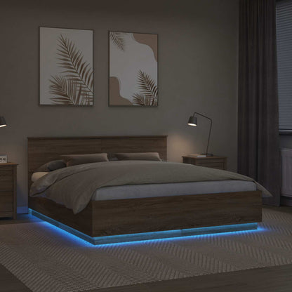 Struttura del letto con testiera Rovere Sonoma 200 x 200 cm