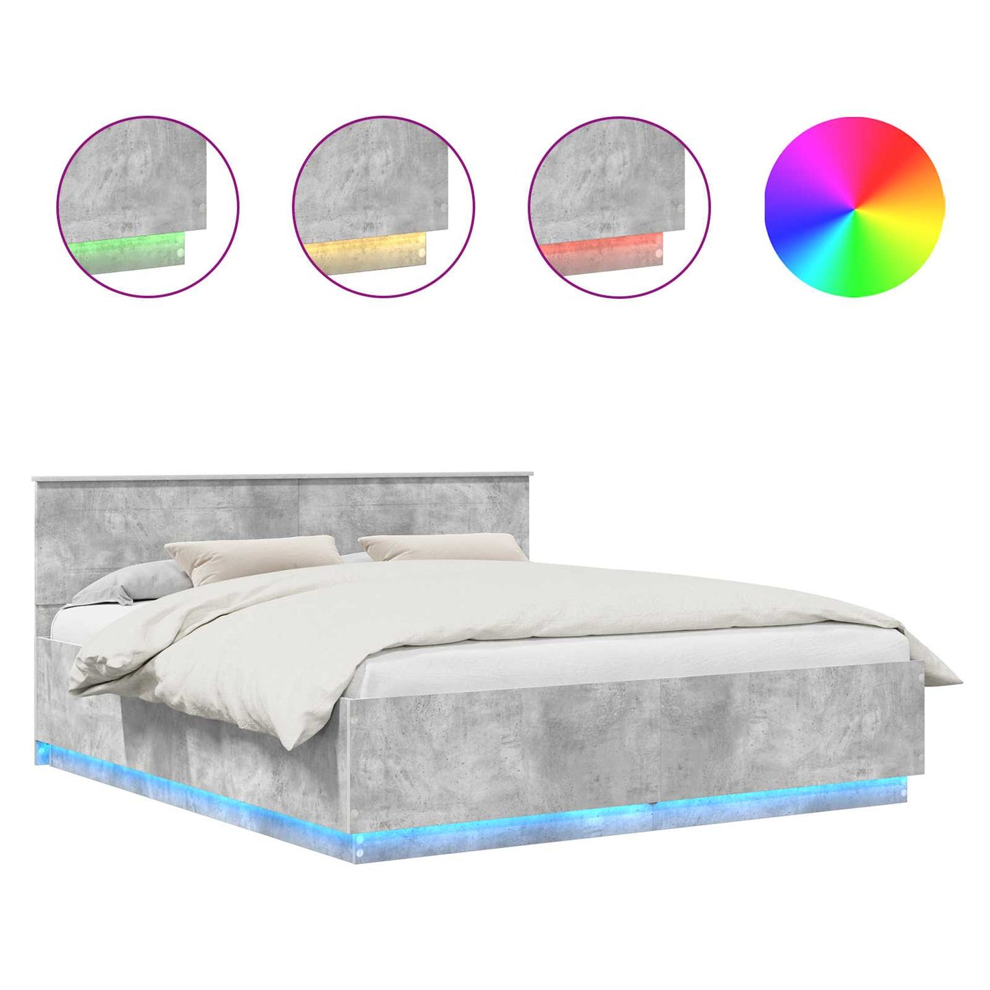 Struttura del letto con testiera Grigio cemento 200 x 200 cm