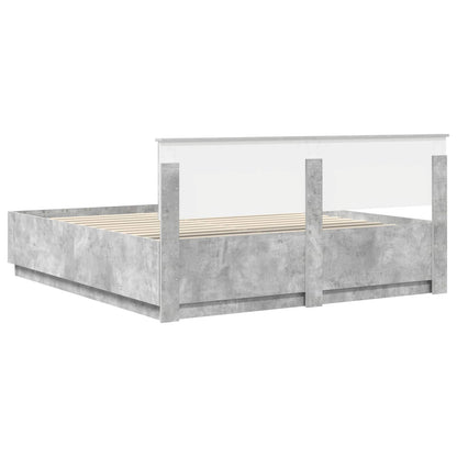 Struttura del letto con strisce LED Grigio cemento 200 x 200 cm | homemem39