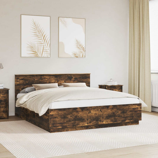 Struttura del letto Rovere fumé 200 x 200 cm Legno multistrato