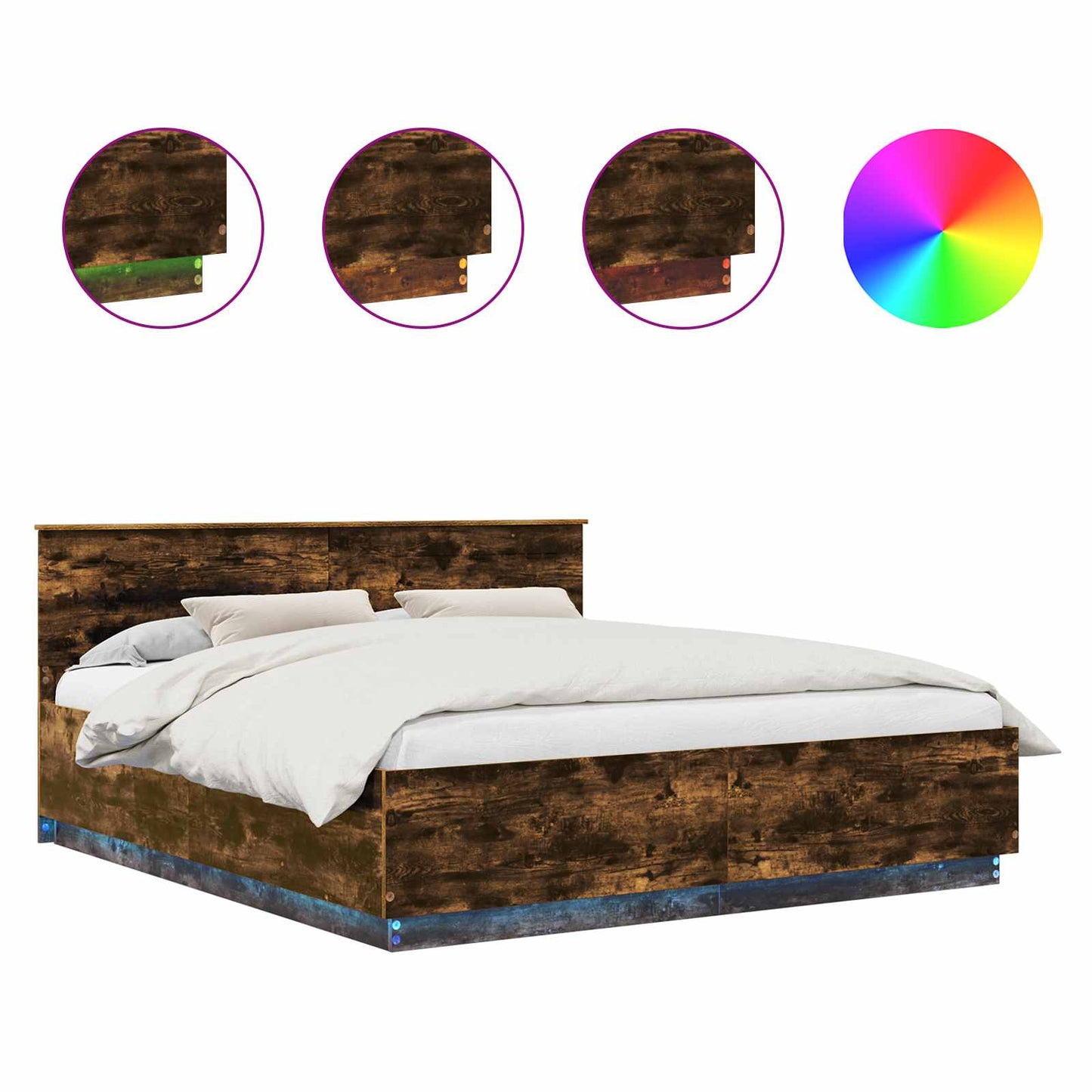 Struttura del letto Rovere fumé 200 x 200 cm Legno multistrato