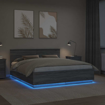 Struttura del letto con testiera Grigio Sonoma 200 x 200 cm