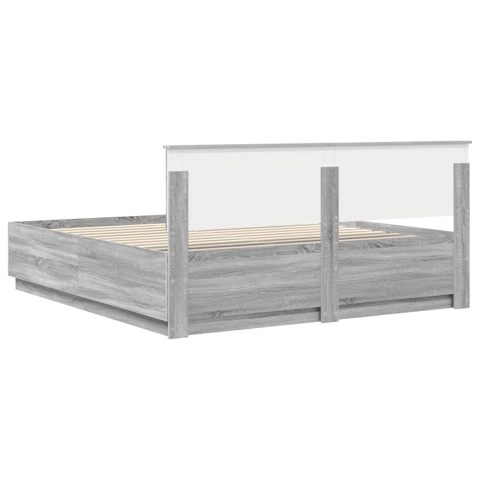 Struttura del letto con testiera Grigio Sonoma 200 x 200 cm | homemem39