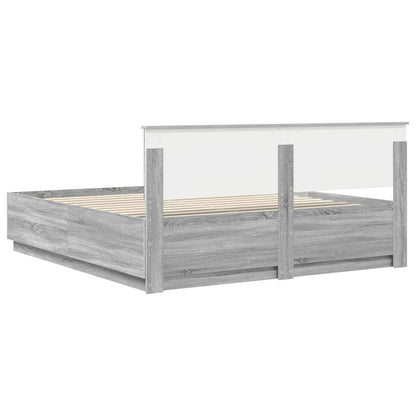 Struttura del letto con testiera Grigio Sonoma 200 x 200 cm | homemem39