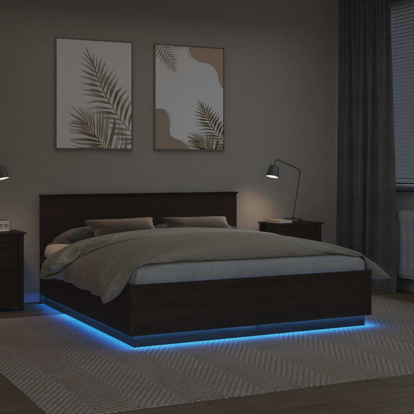 Struttura del letto con testiera Rovere Marrone 200 x 200 cm