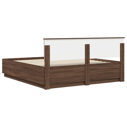 Struttura del letto con testiera Rovere Marrone 200 x 200 cm