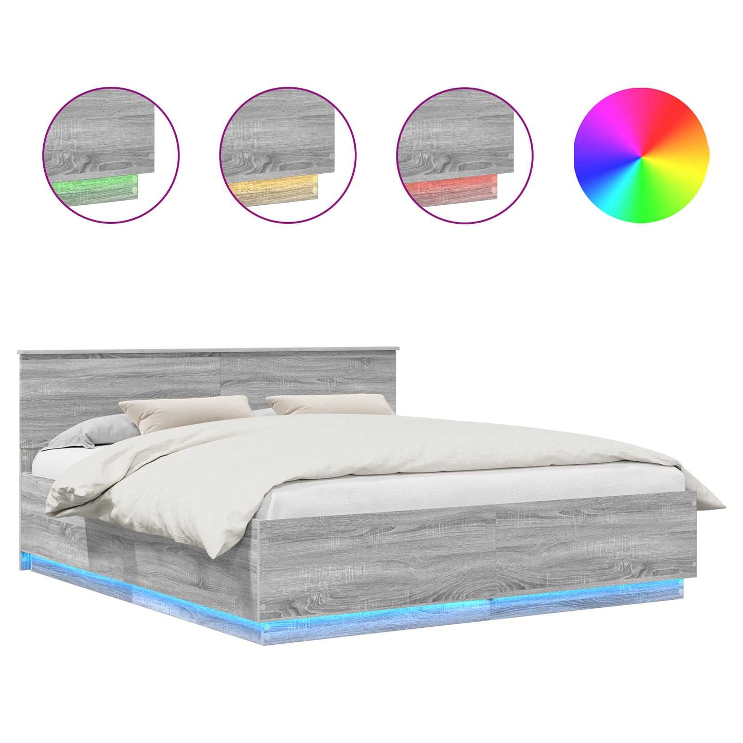 Struttura del letto con testiera Grigio Sonoma 180 x 200 cm