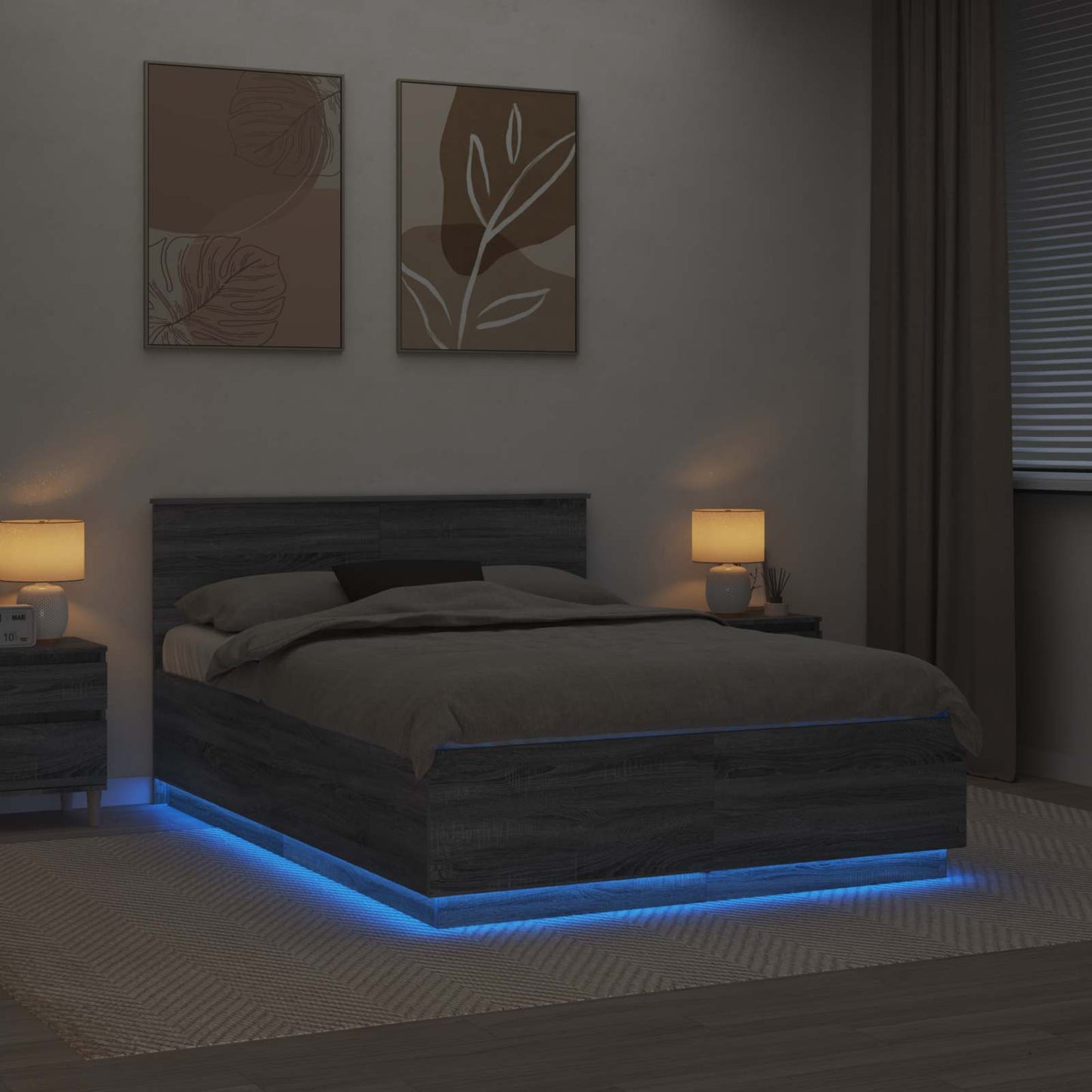 Struttura del letto con testiera Grigio Sonoma 160 x 200 cm