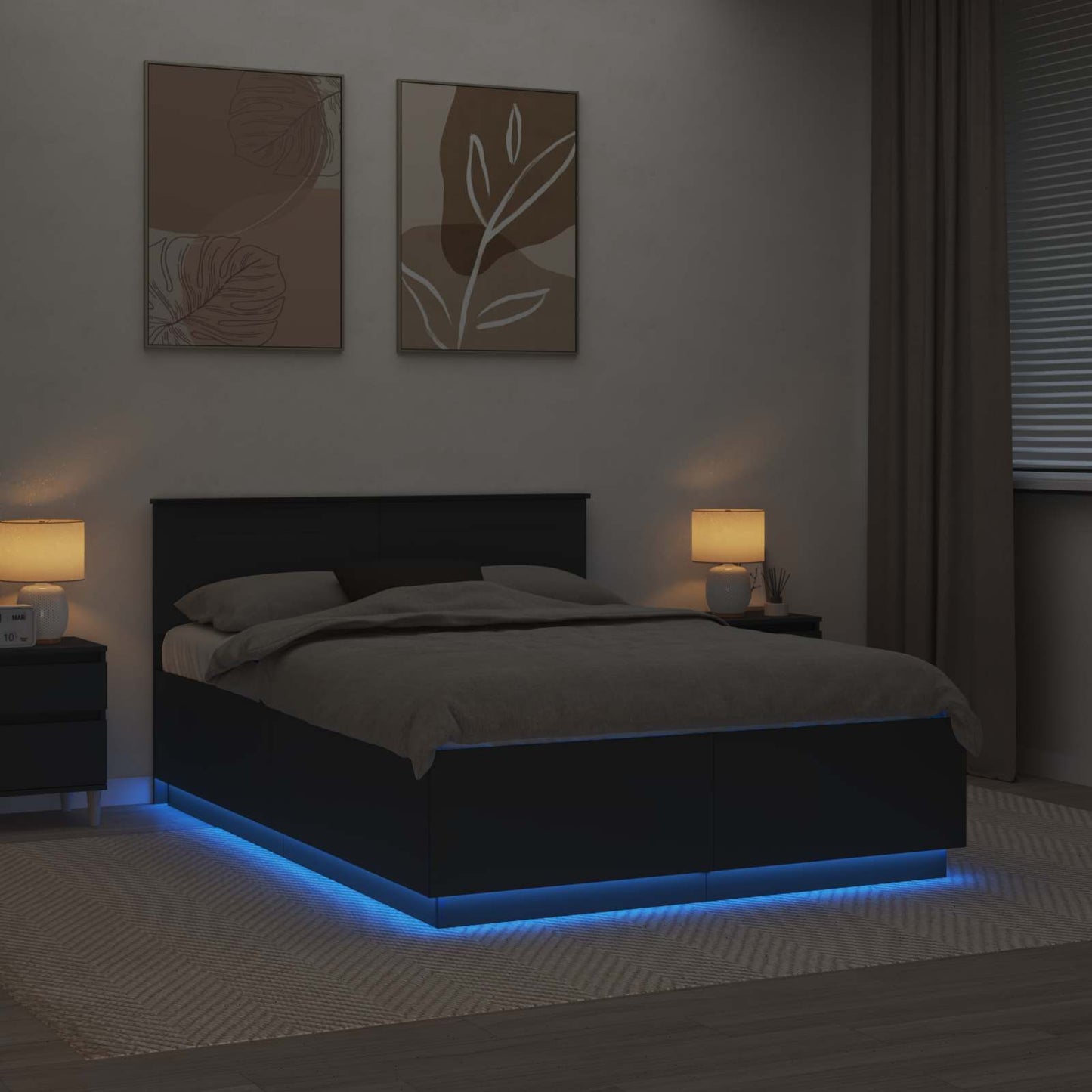 Struttura del letto Nero 150 x 200 cm Legno multistrato