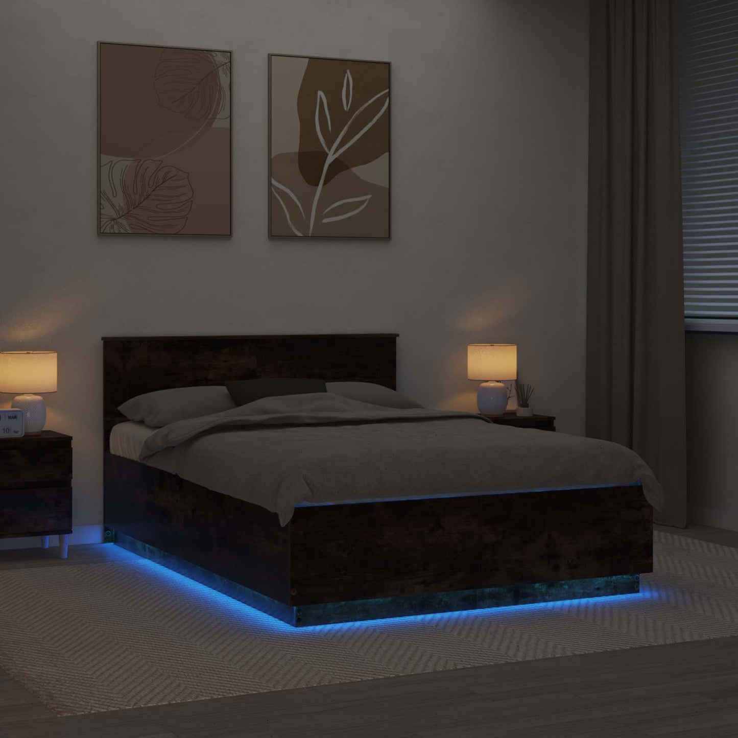 Struttura del letto Rovere fumé 150 x 200 cm Legno multistrato