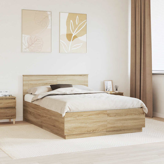 Struttura del letto con testiera Rovere Sonoma 140 x 190 cm | homemem39