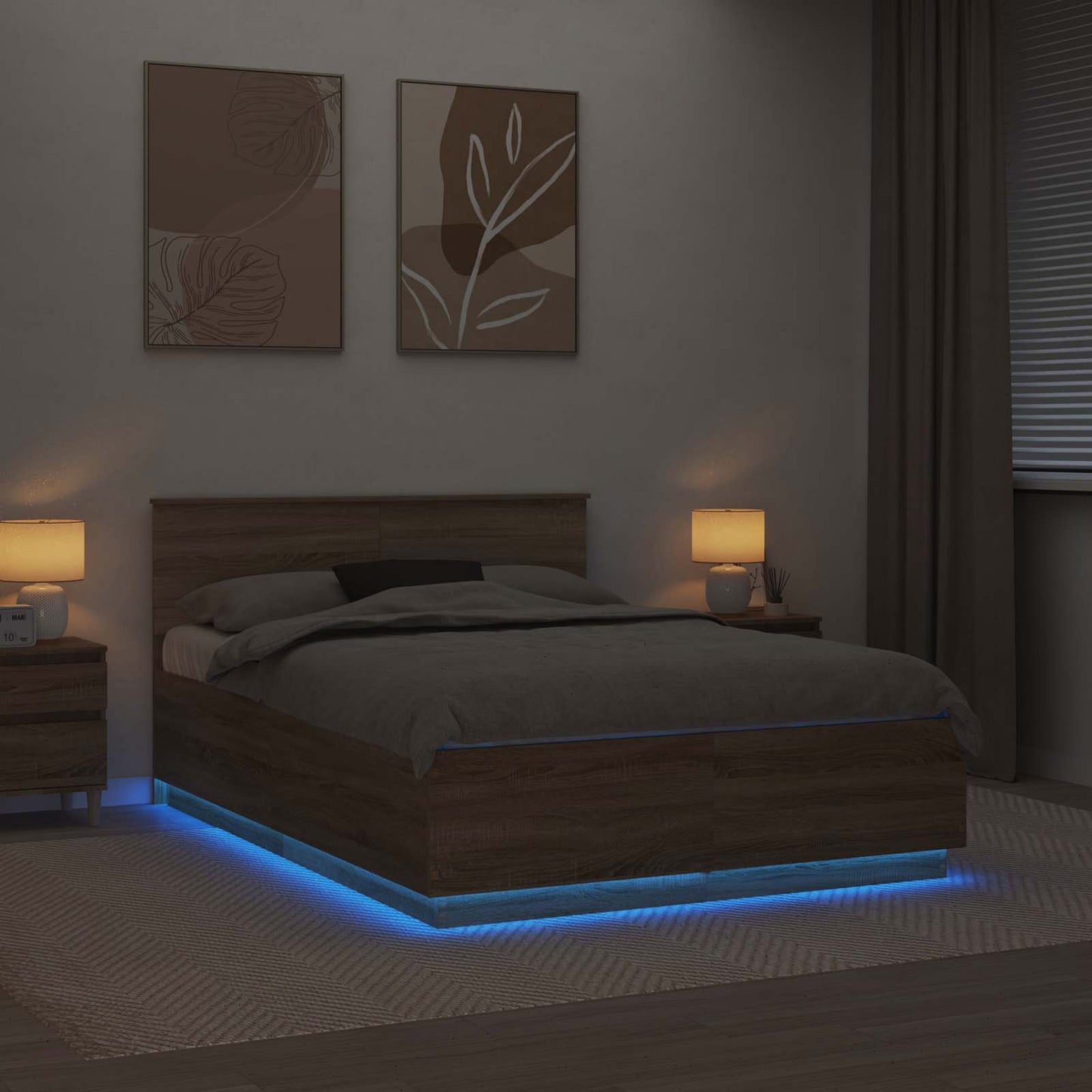 Struttura del letto con testiera Rovere Sonoma 140 x 200 cm