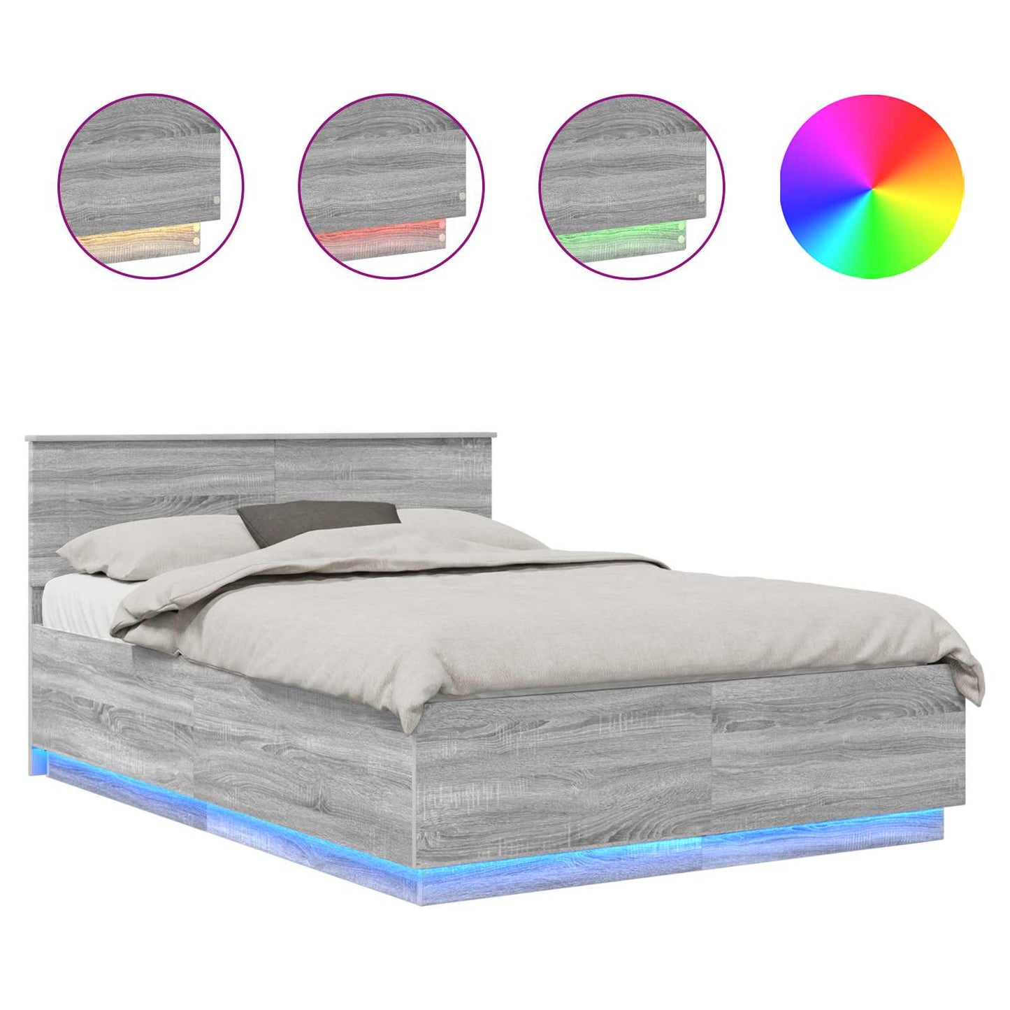 Struttura del letto con testiera Grigio Sonoma 140 x 200 cm