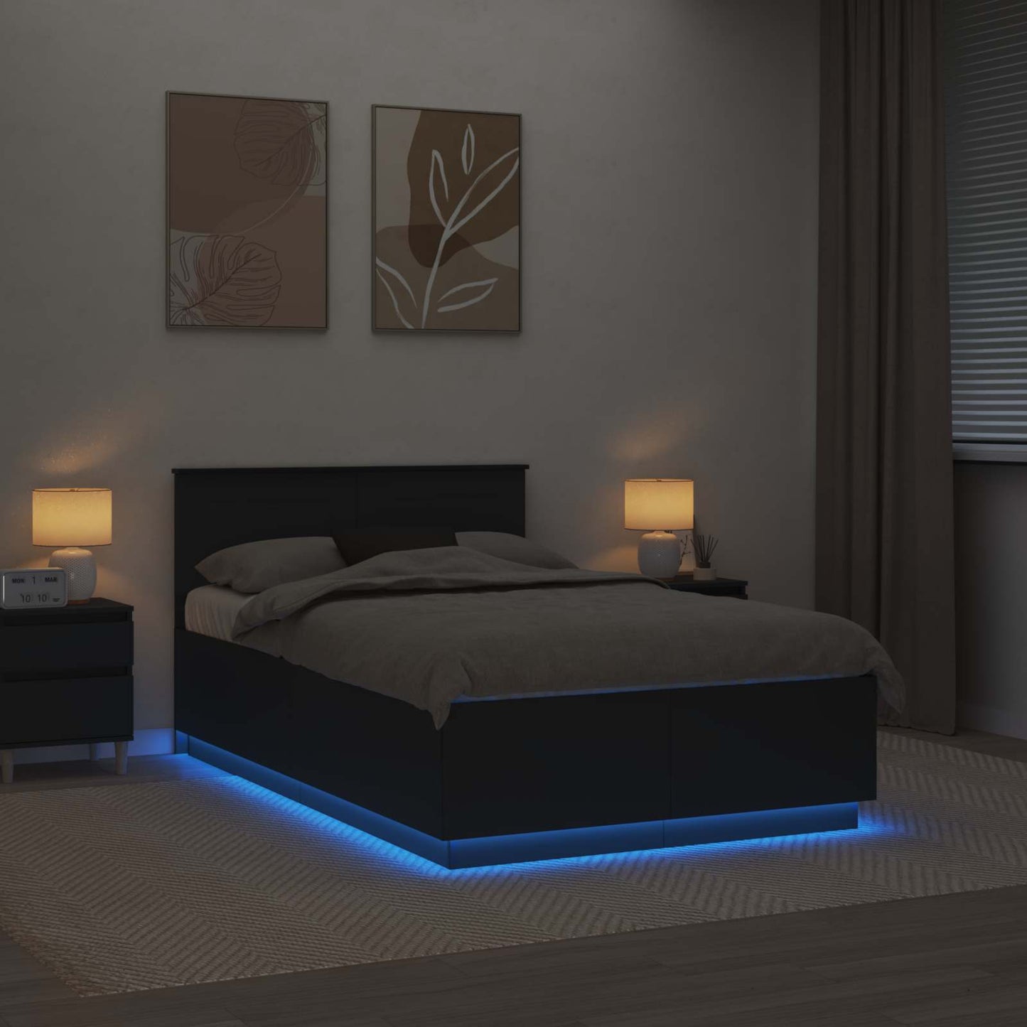 Struttura del letto Nero 120 x 190 cm Legno multistrato